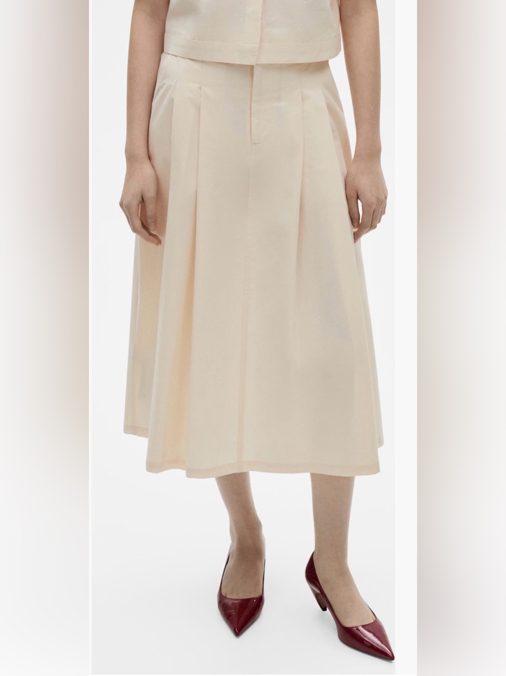 NWOT Mango pleated Midi Skirt in cream SIZE M - Picture 3 of 6